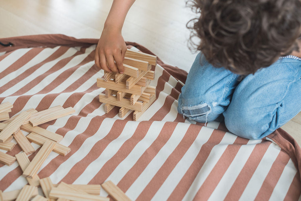 Playmat and Storage Bag – Brown Stripes by Play and Go