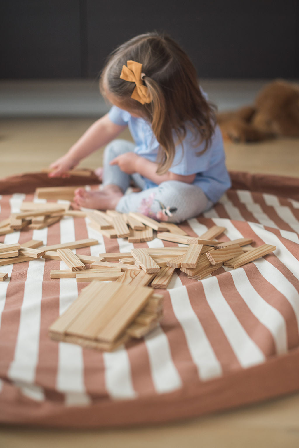 Playmat and Storage Bag – Brown Stripes by Play and Go