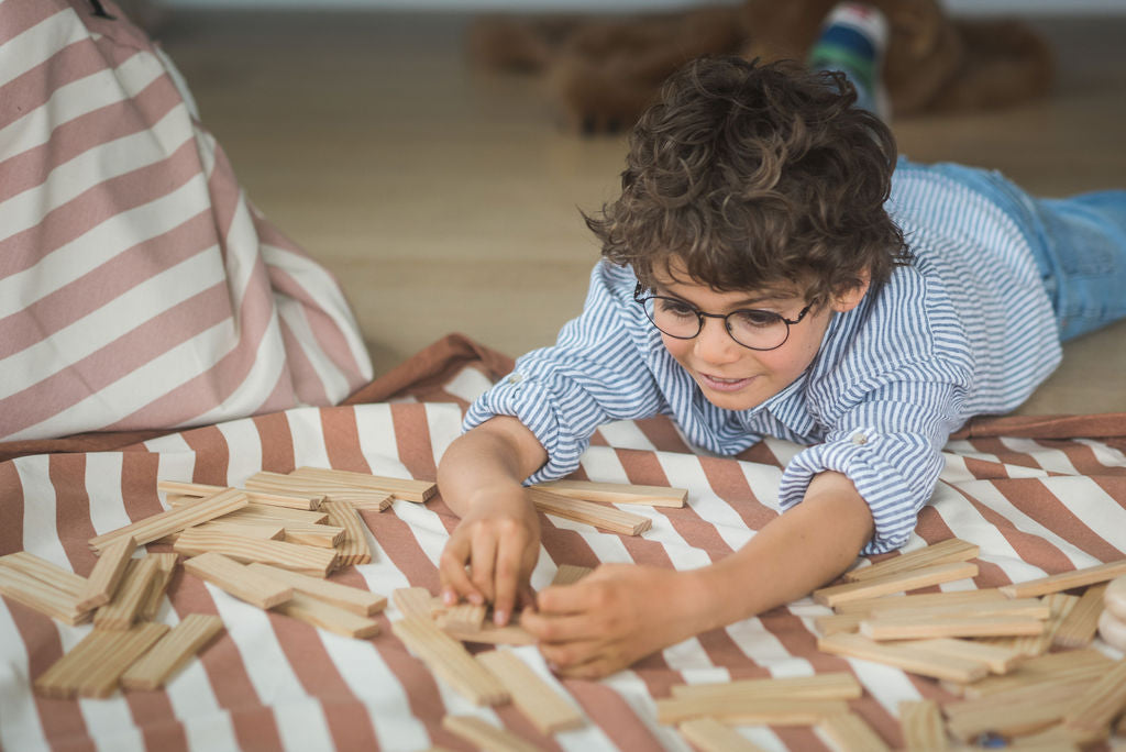 Playmat and Storage Bag – Brown Stripes by Play and Go