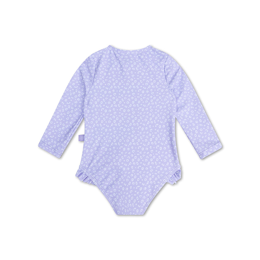 Lila leopard print Swimsuit girl long sleeves by Swim Essentials