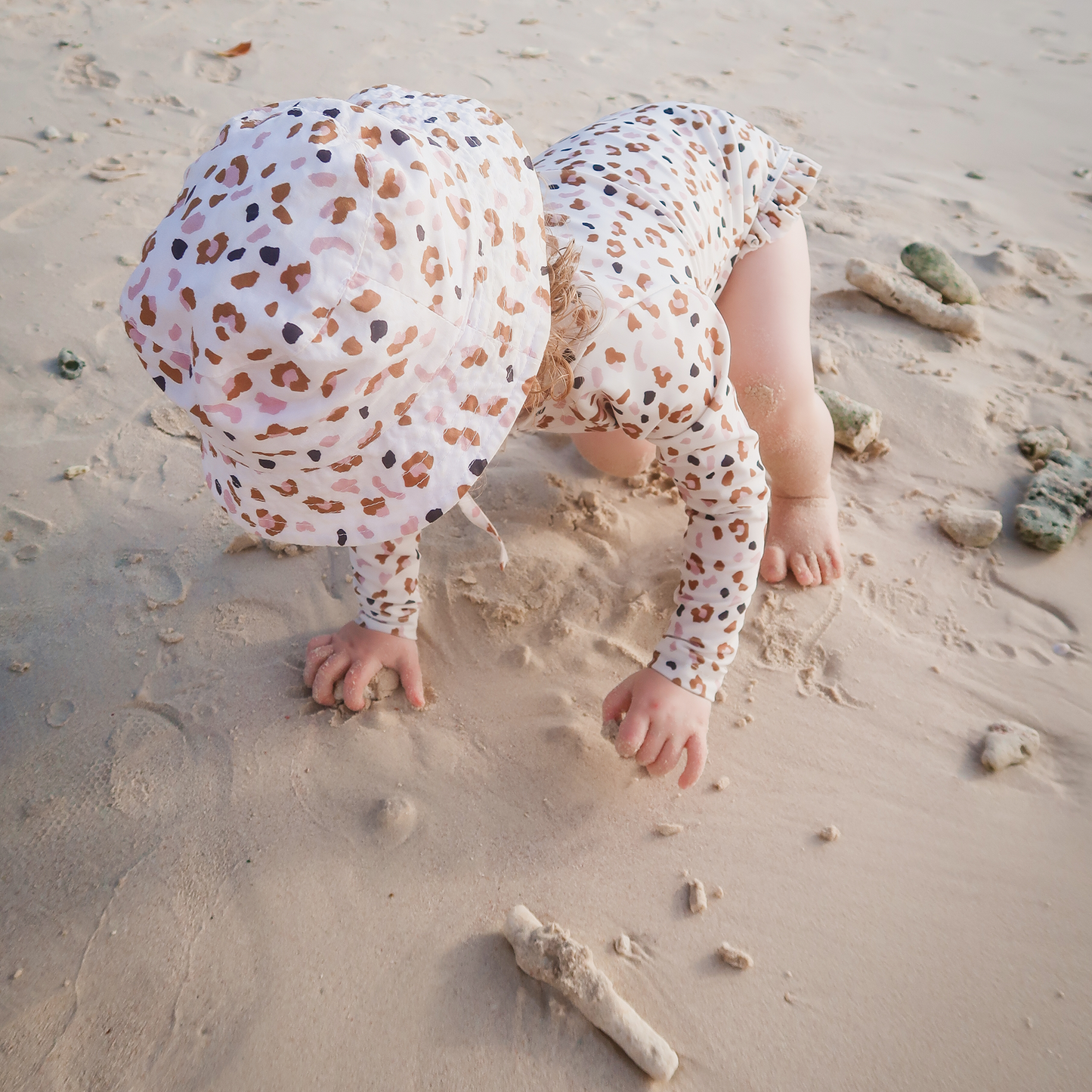 Khaki leopard print Swimsuit girl long sleeves by Swim Essentials