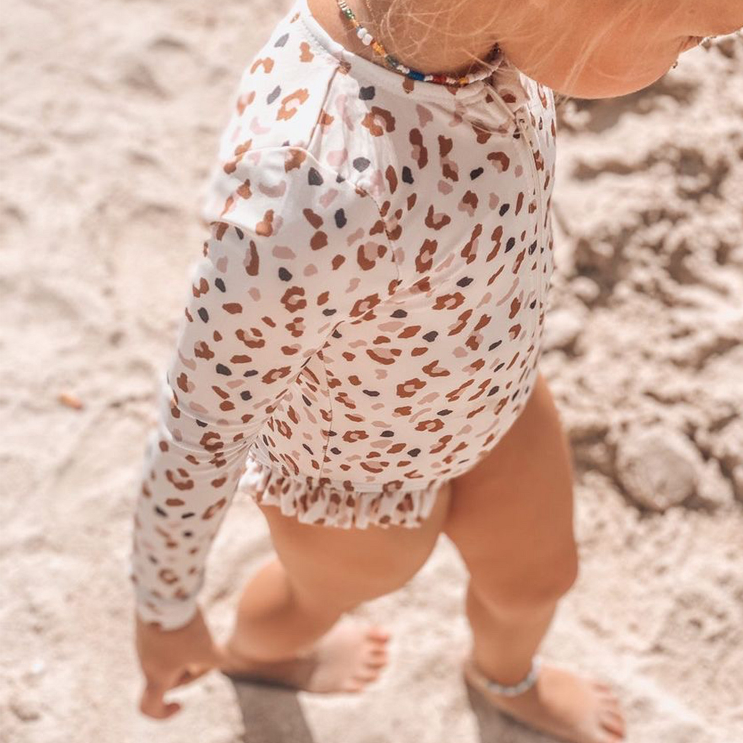 Khaki leopard print Swimsuit girl long sleeves by Swim Essentials