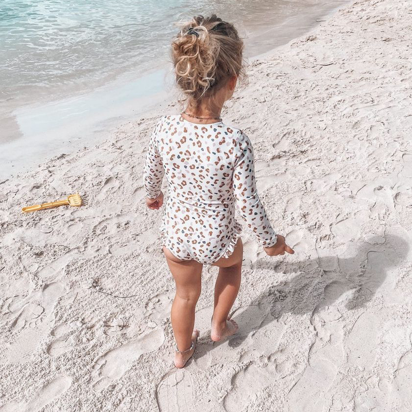 Khaki leopard print Swimsuit girl long sleeves by Swim Essentials