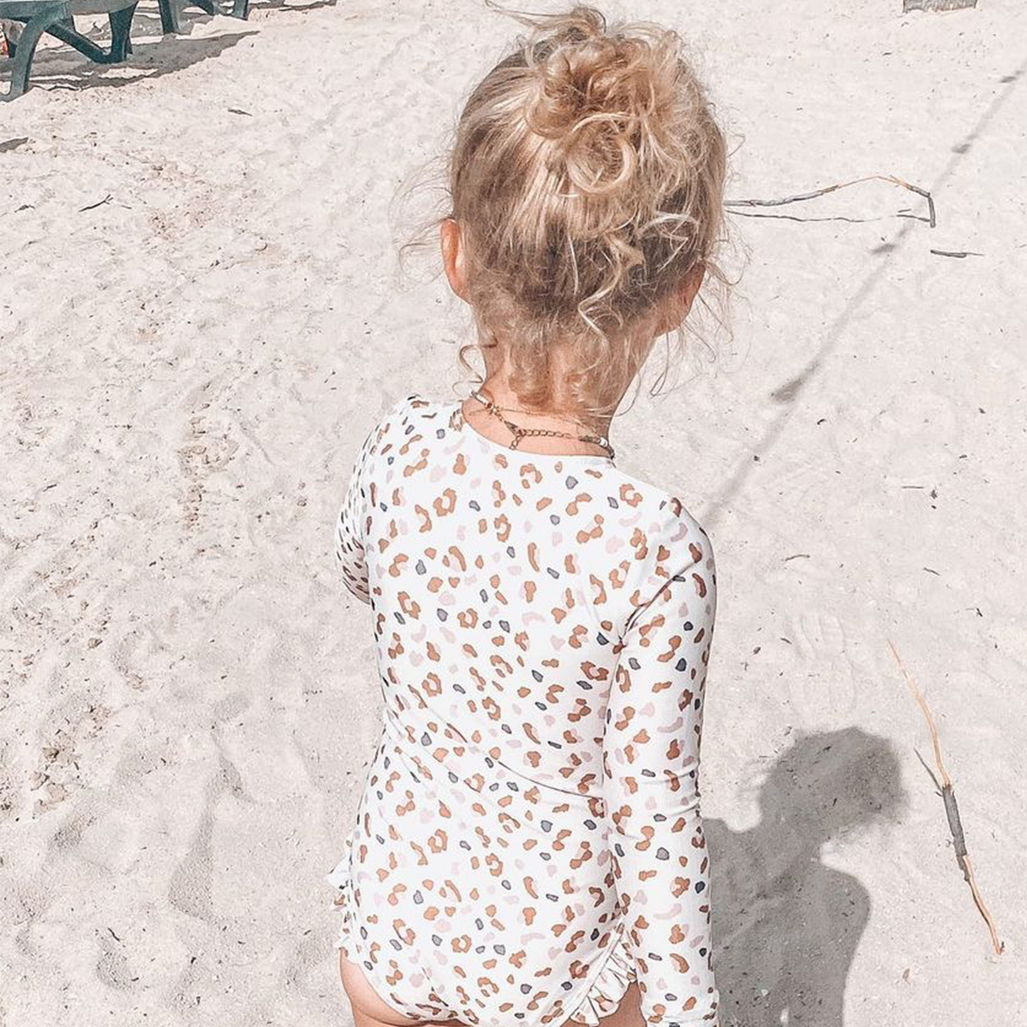 Khaki leopard print Swimsuit girl long sleeves by Swim Essentials