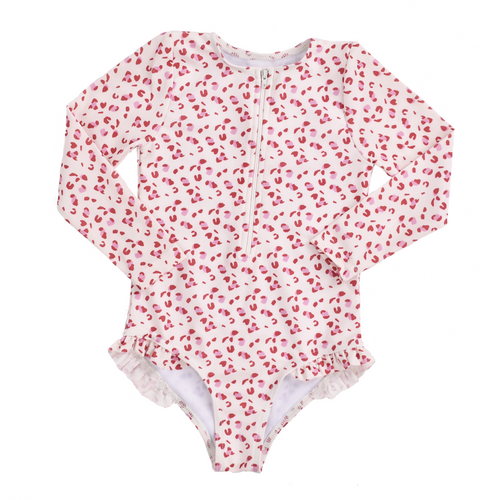 Pastel pink leopard - Swimsuit Girls Long Sleeves by Swim Essentials
