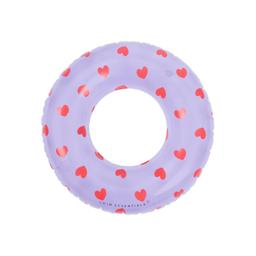 Lila Heart Printed Transparent Swimring 55 cm - By Swim Essentials