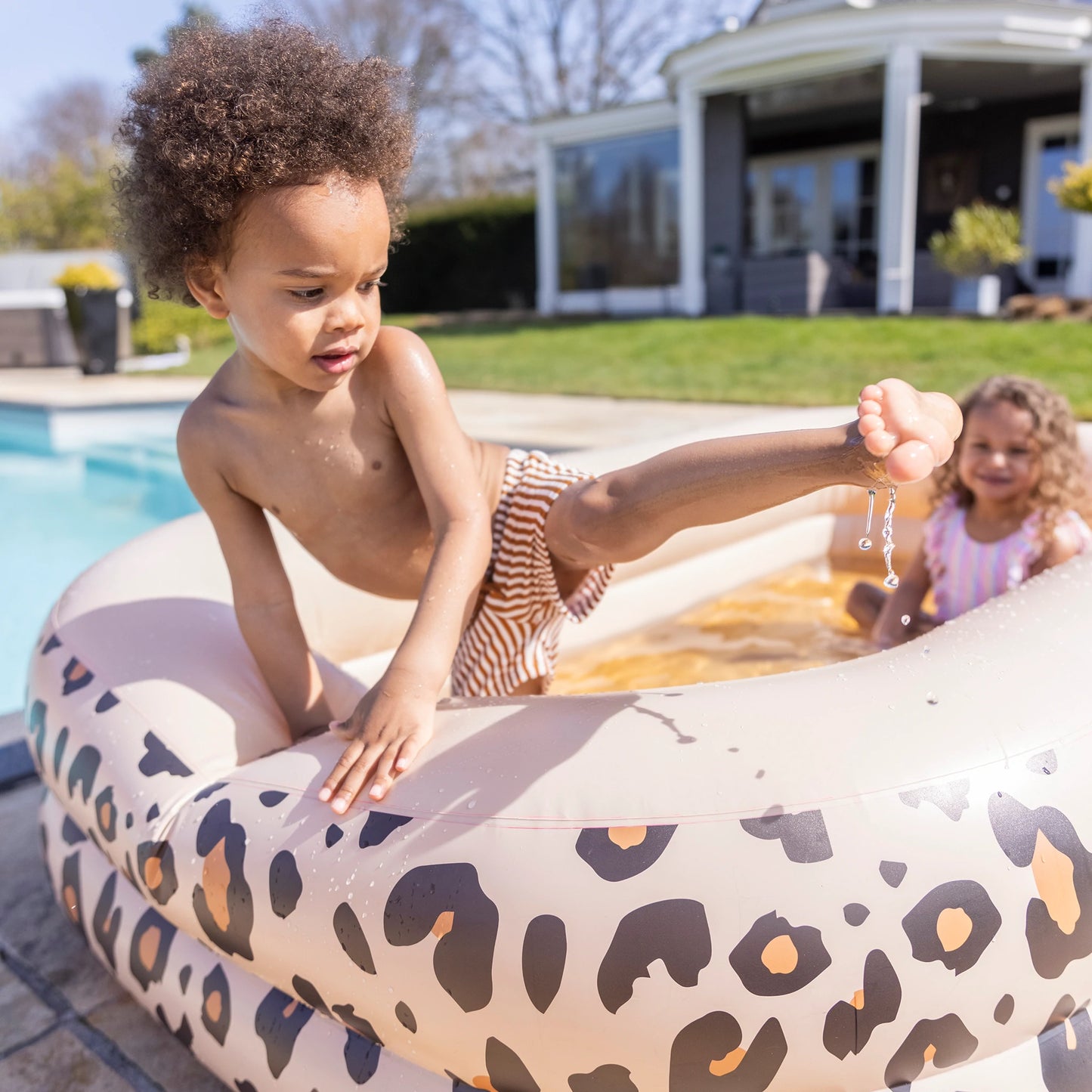 Beige Leopard printed Paddling Pool 210 cm By Swim Essentials