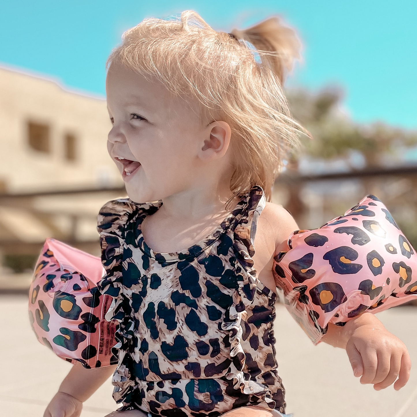 Rose Gold Leopard Inflatable Armbands 0-2 years By Swim Essentials