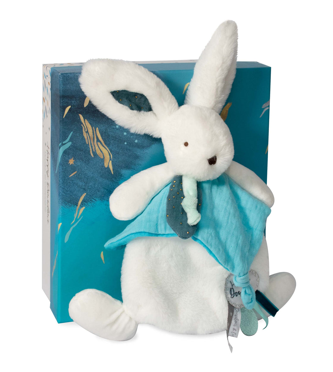 HAPPY POP bunny comforter 25 cm blue by Doudou et Compagnie
