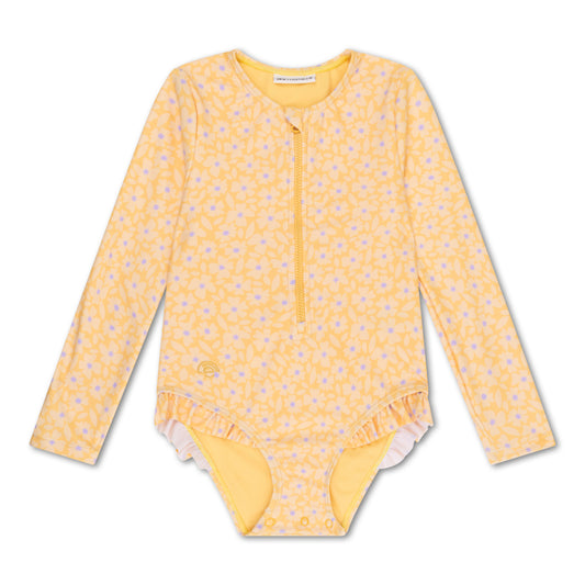 Florish Yellow Swimsuit girl long sleeves by Swim Essentials