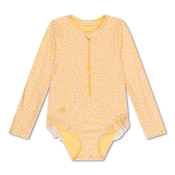 Florish Yellow - Swimsuit Girls Long Sleeves by Swim Essentials