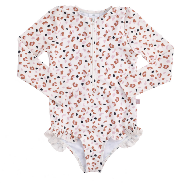 Khaki leopard - Swimsuit Girls Long Sleeves by Swim Essentials