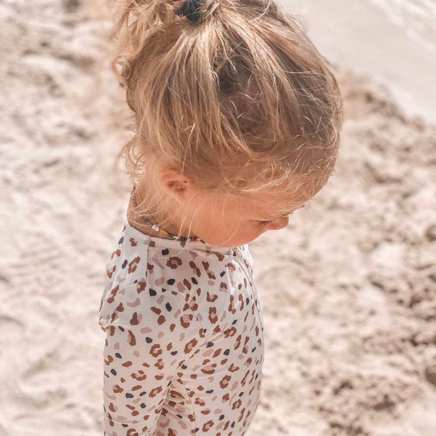 Khaki leopard print Swimsuit girl long sleeves by Swim Essentials