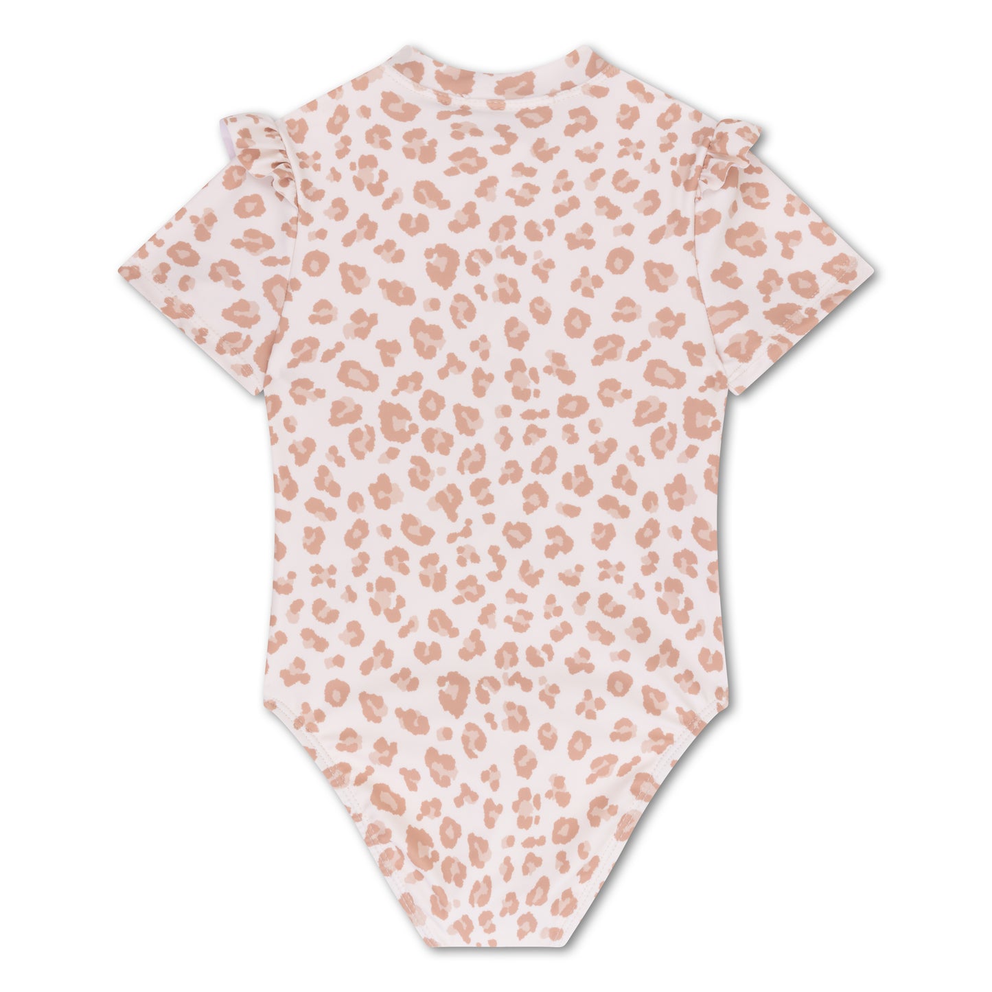 Beige Leopard Swimsuit girl short sleeves by Swim Essentials