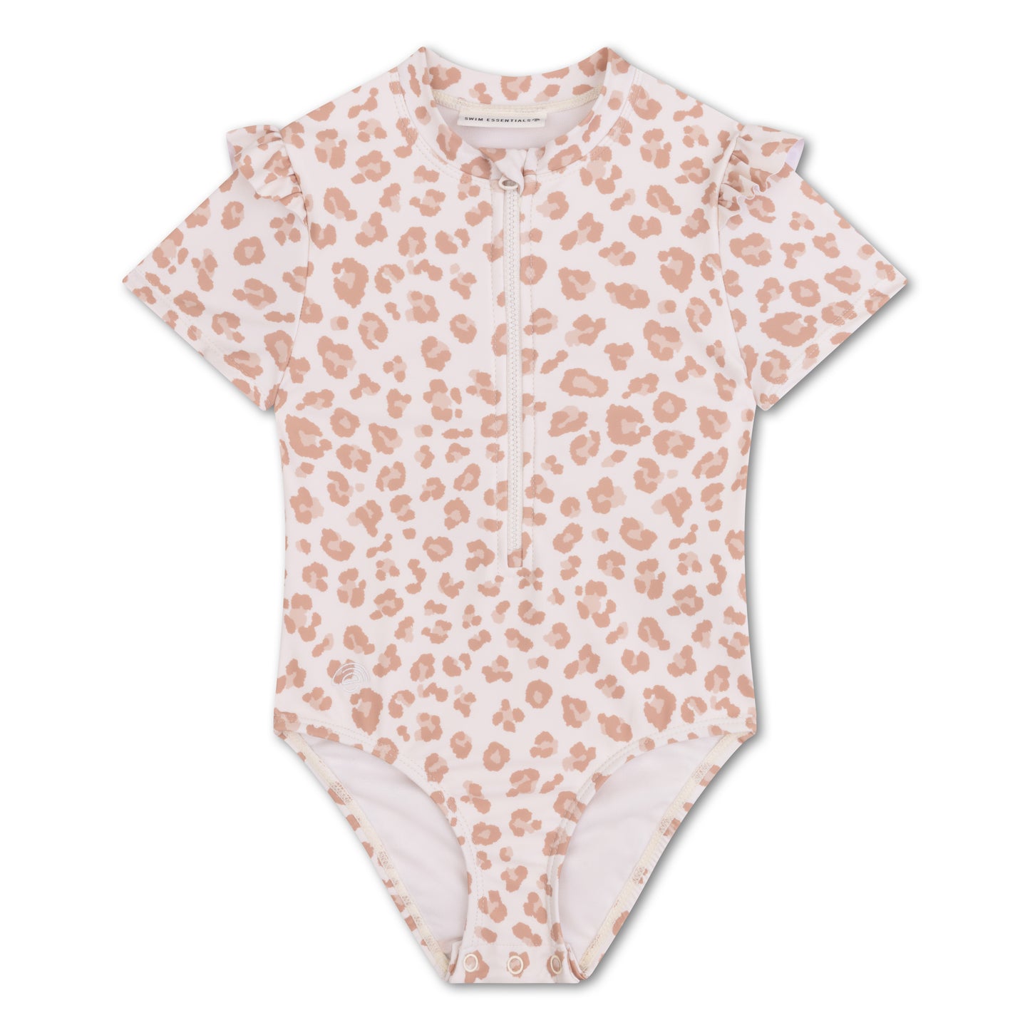 Beige Leopard Swimsuit girl short sleeves by Swim Essentials