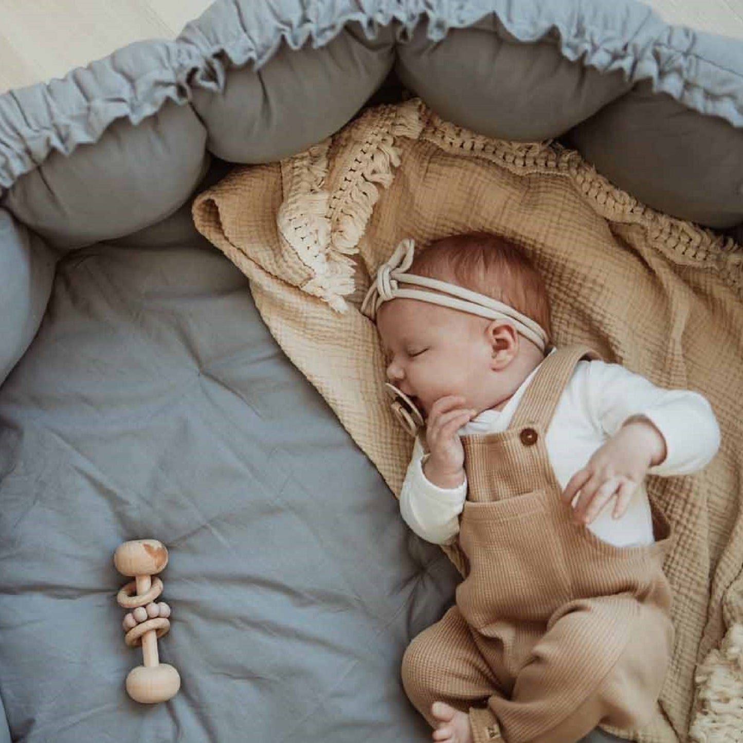 Bloom Organic Playmat and Storage Bag - Dusty Blue by Play and Go