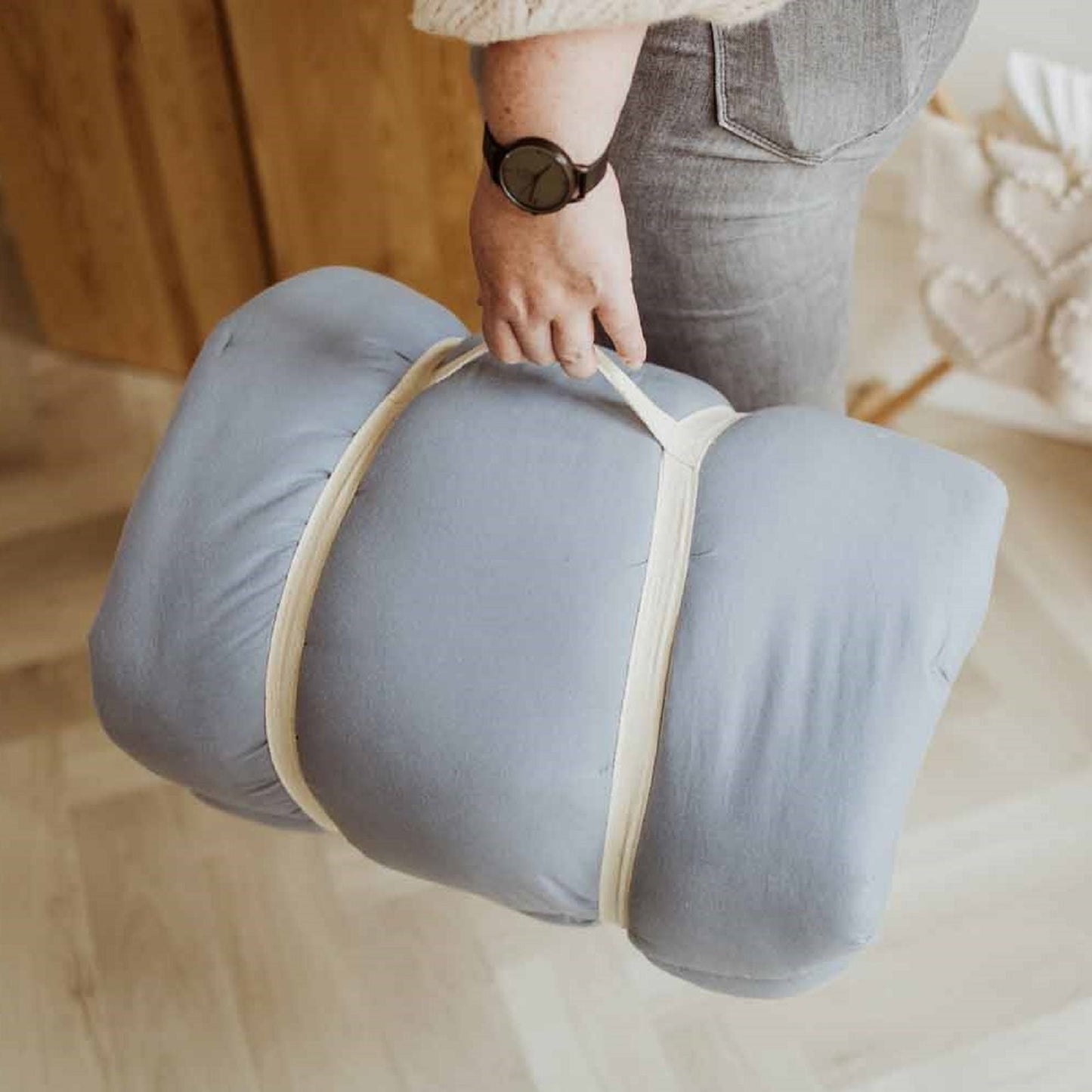 Bloom Organic Playmat and Storage Bag - Dusty Blue by Play and Go