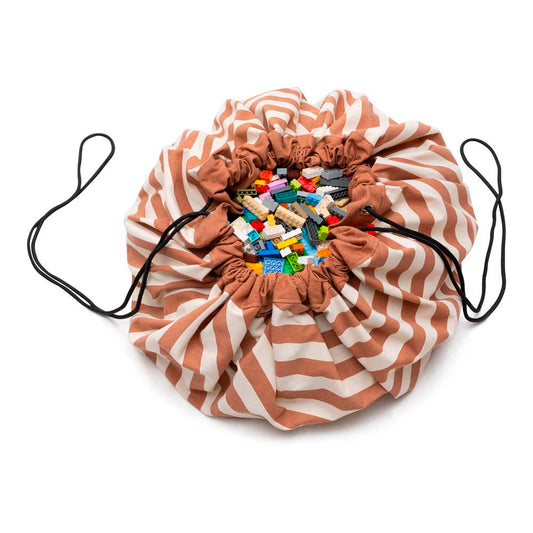 Playmat and Storage Bag – Brown Stripes  by Play and Go
