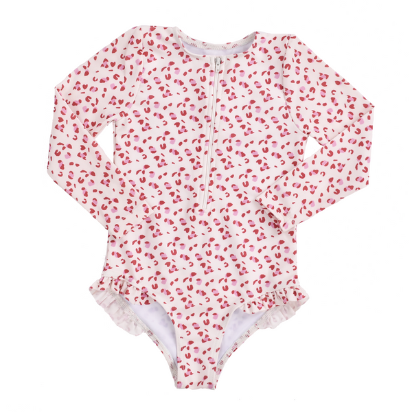 Pastel pink leopard - Swimsuit Girls Long Sleeves by Swim Essentials
