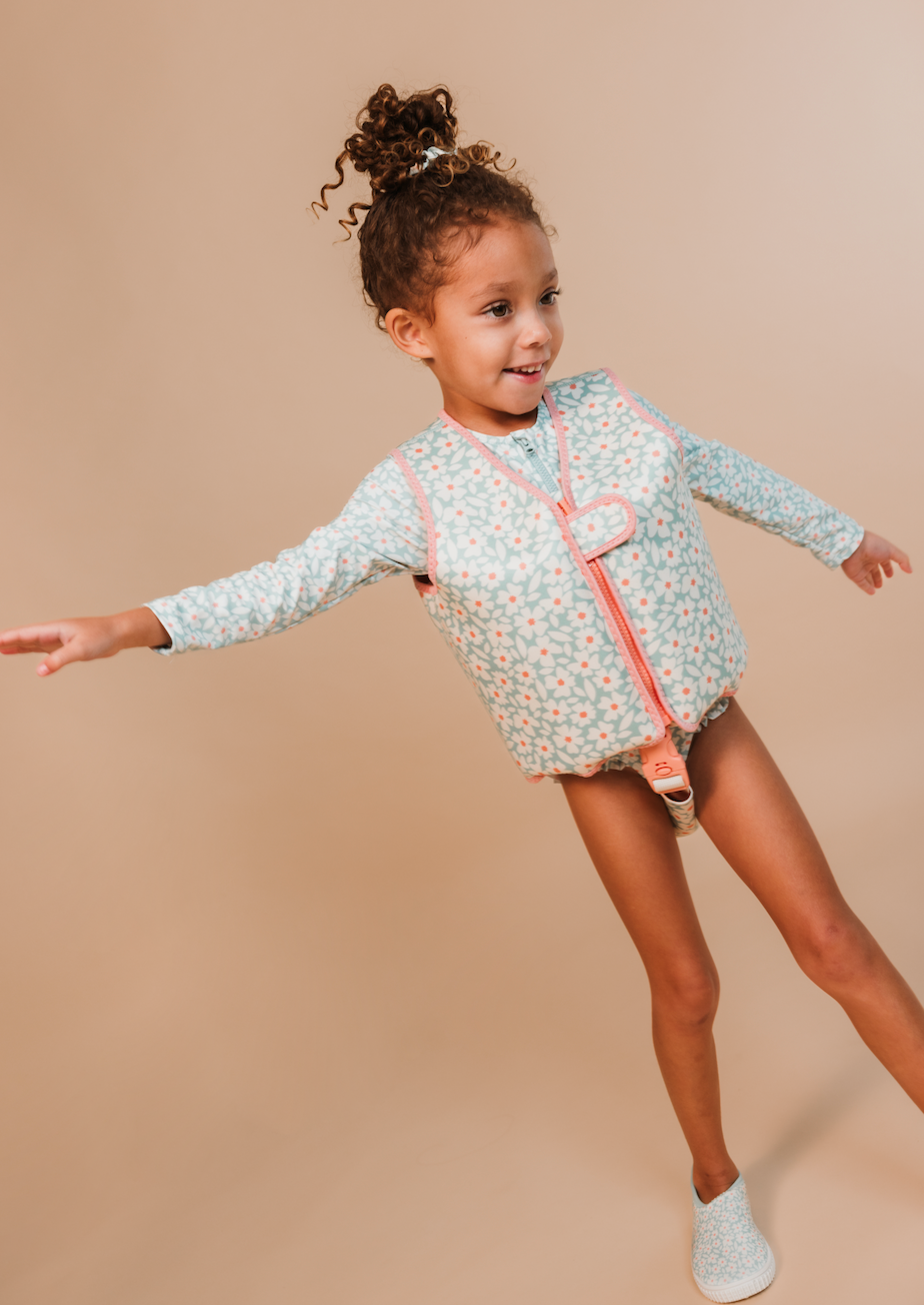 Florish Green Swimsuit girl long sleeves by Swim Essentials