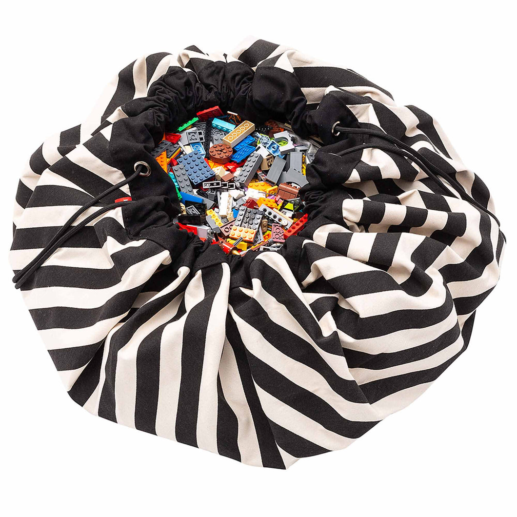 Playmat and Storage Bag – Black Stripes  by Play and Go