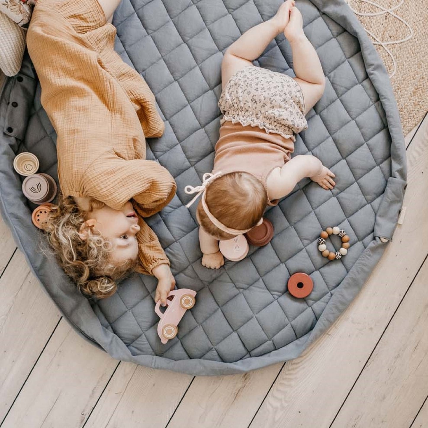 Organic Soft Baby Play Mat and Storage Bag – Dusty Blue by Play and Go