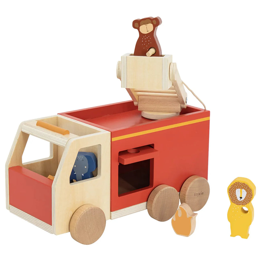 Wooden Fire Truck - Red by Trixie