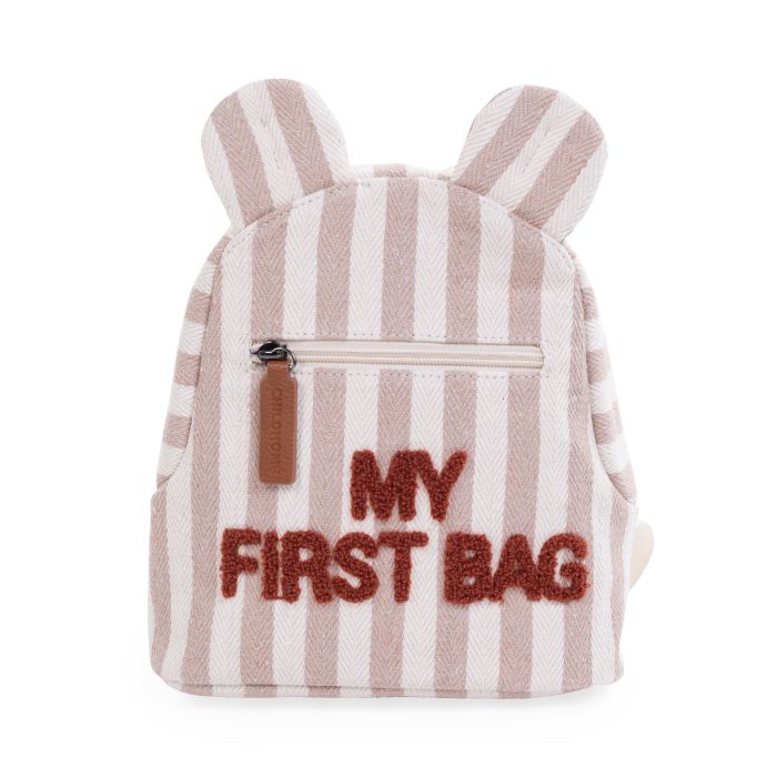 MY FIRST BAG CHILDREN'S BACKPACK - STRIPES - NUDE/TERRACOTTA by Childhome