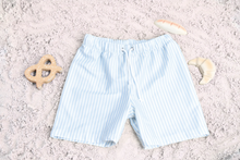 Load image into Gallery viewer, Light blue striped swim shorts by Swim Essentials
