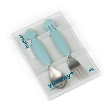 Load image into Gallery viewer, YummyPlus spoon &amp; fork set Sea friends Blue by Done By Deer
