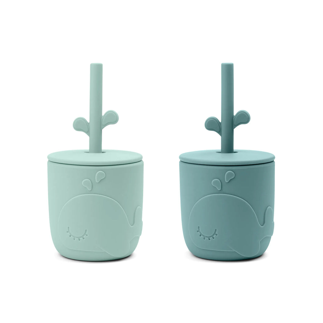 Peekaboo straw cup 2-pack Wally Blue