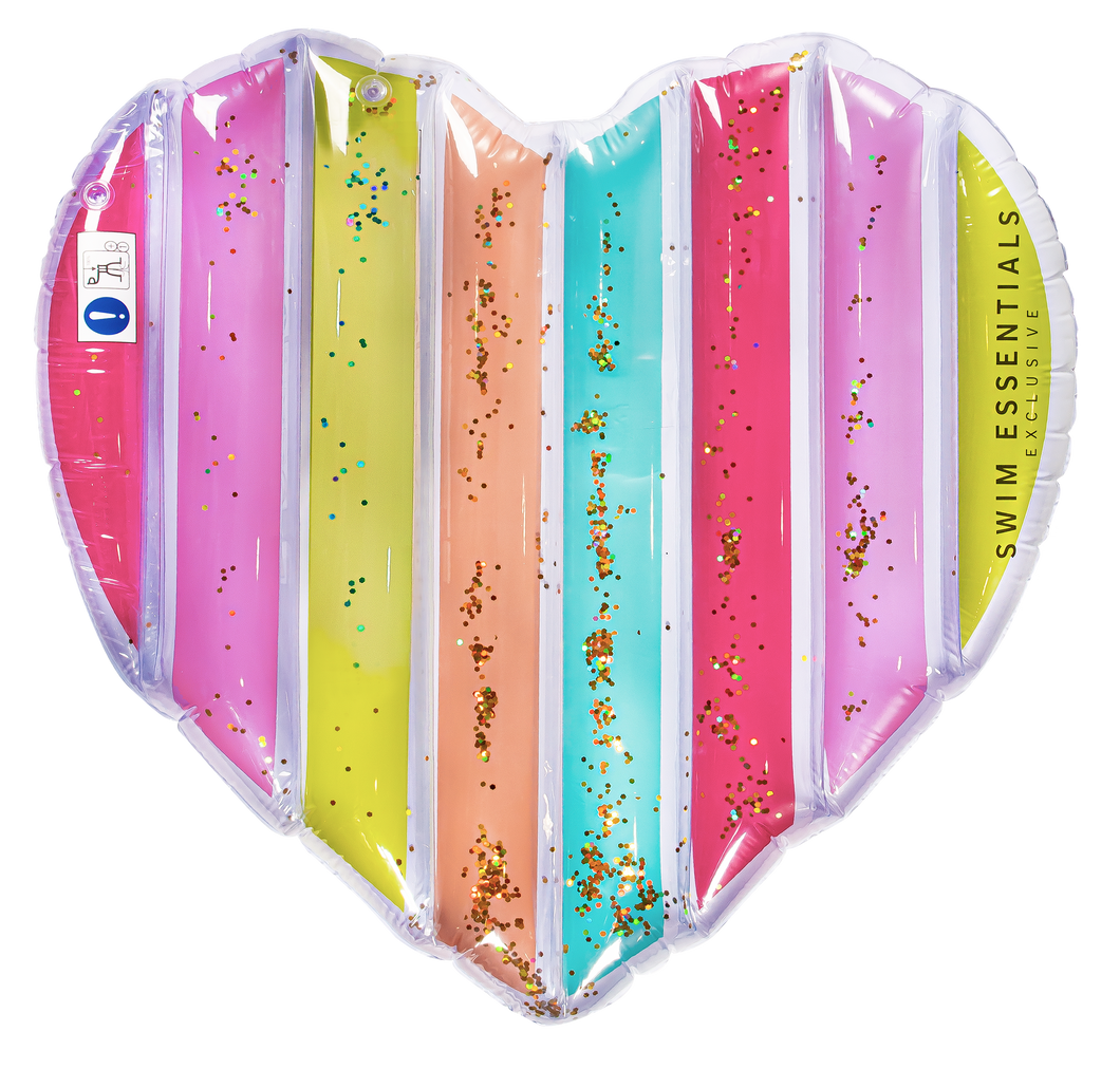 Rainbow with Glitter Heart shape Float 150cm- By Swim Essentials
