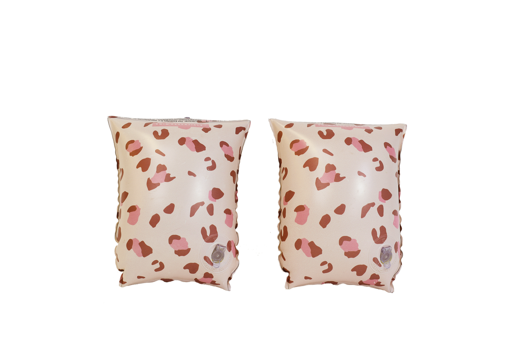Pastel Pink Leopard Inflatable Armbands 2-6 years By Swim Essentials