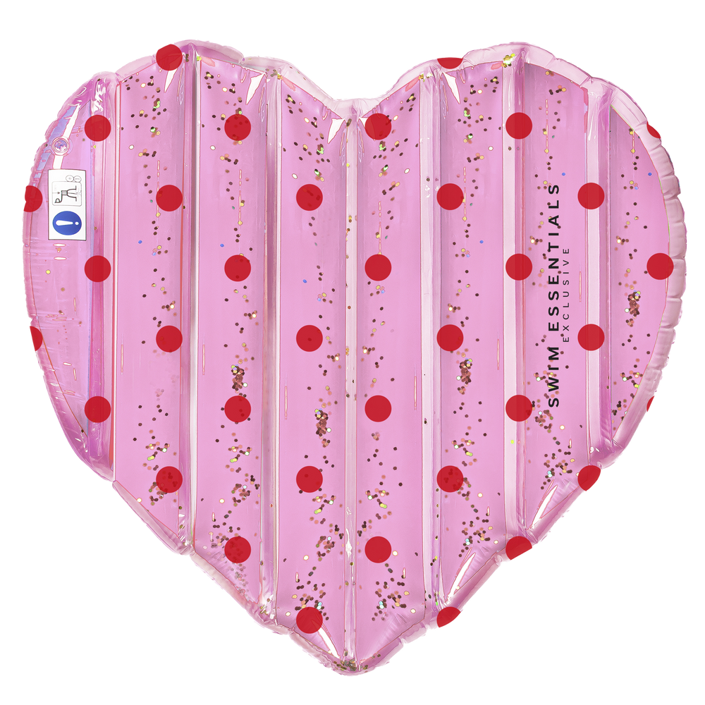 Pink with Red dots Heart shape - Float - 150 cm by Swim Essentials