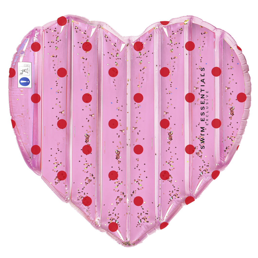 Pink with Red dots Heart shape Float 150cm- By Swim Essentials