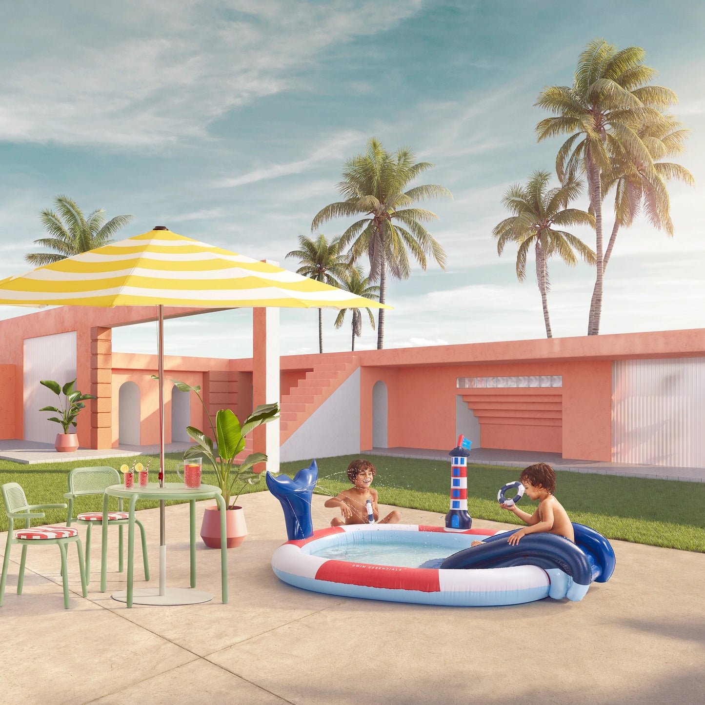 Red White Whale Print Play Pool - By Swim Essentials