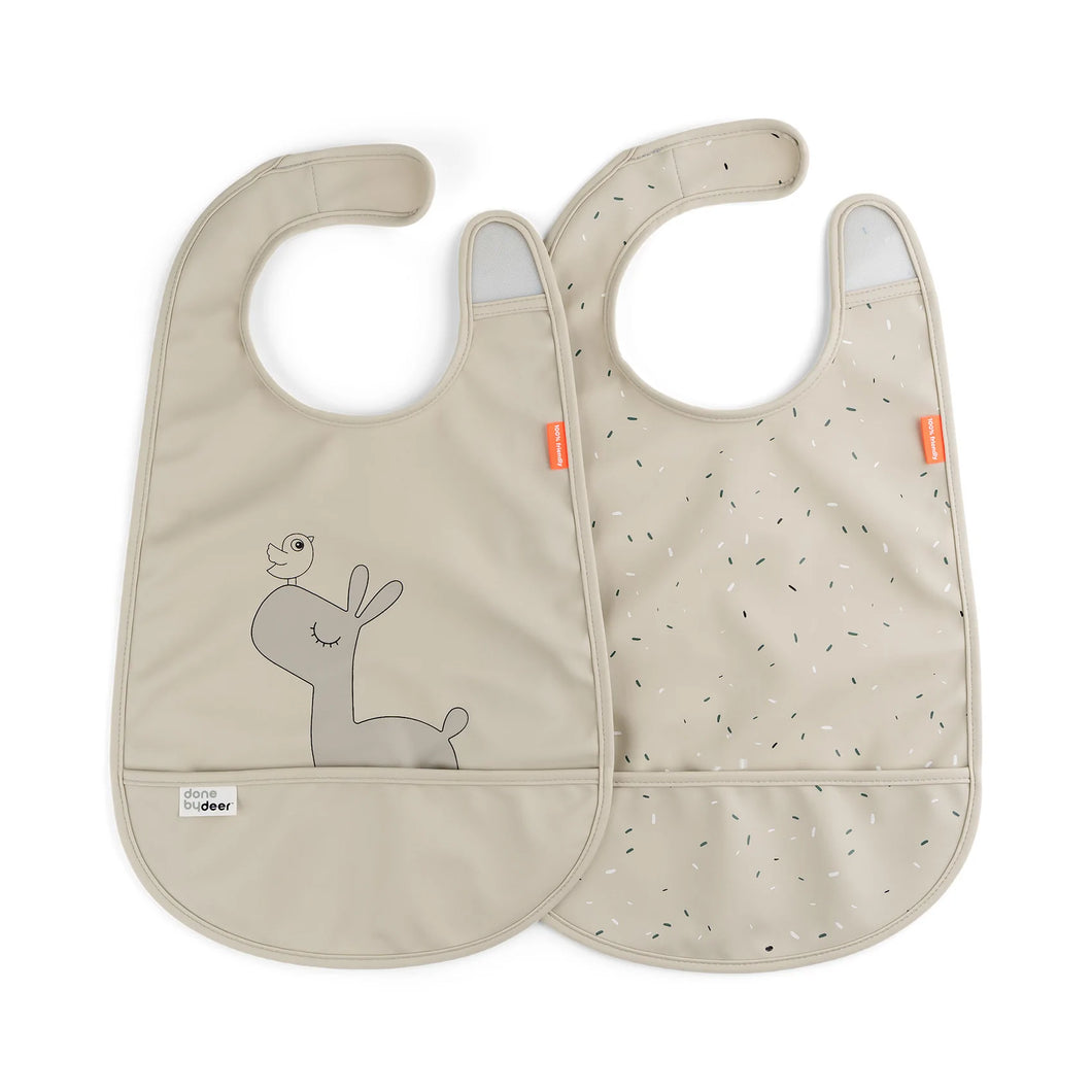 Bib with velcro 2-pack - lalee - sand by Done By Deer