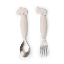 Load image into Gallery viewer, Easy-grip spoon and fork set - deer friends - sand by Done By Deer
