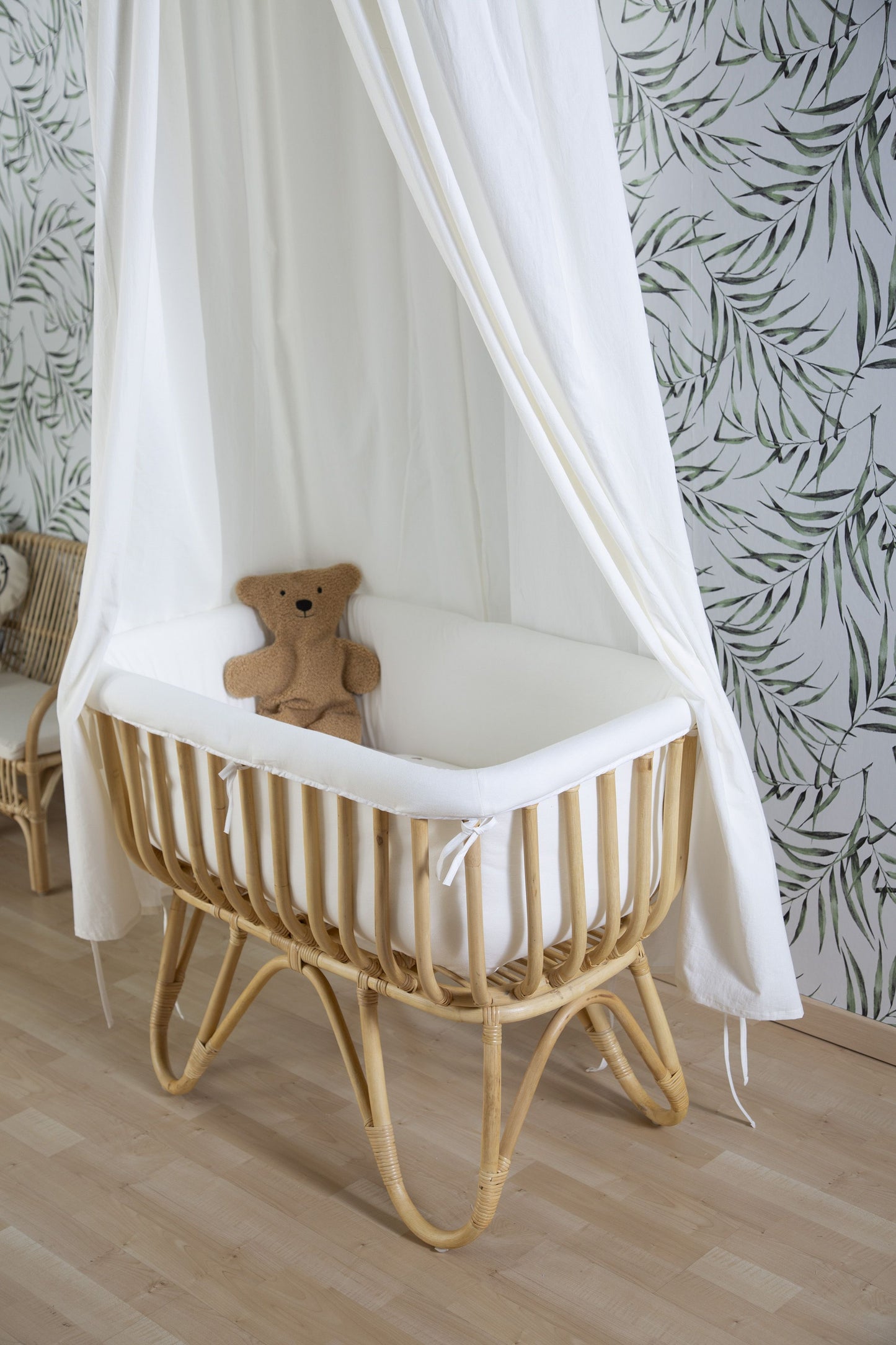 Rattan Cradle 80x40 + Mattress + Cover Off White by Childhome