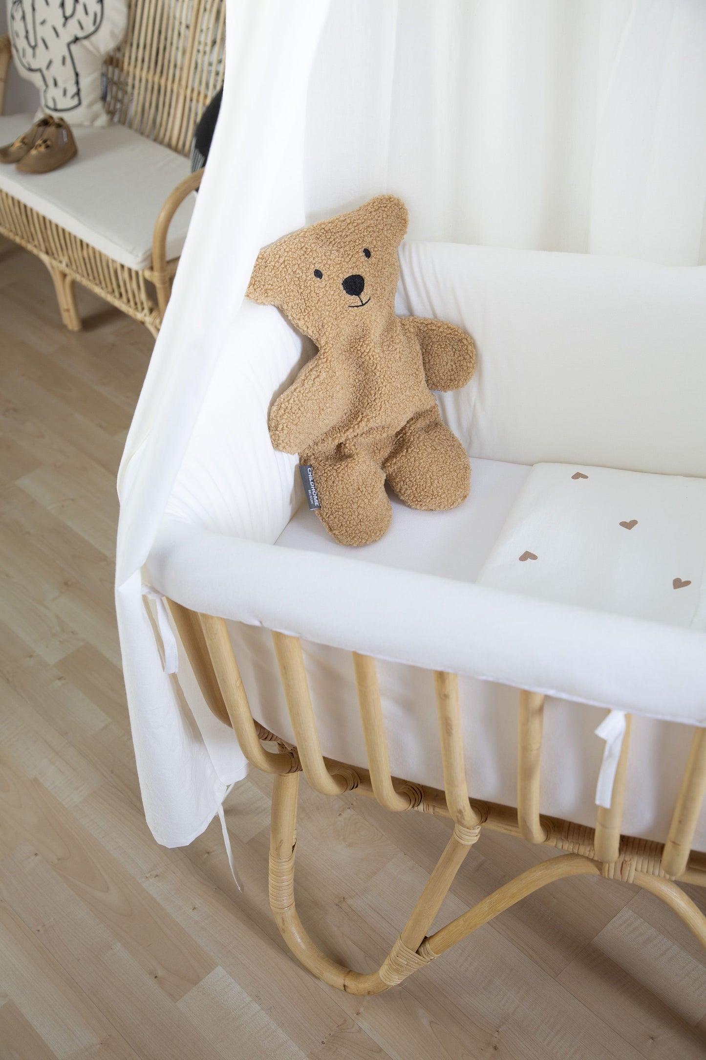 Rattan Cradle 80x40 + Mattress + Cover Off White by Childhome