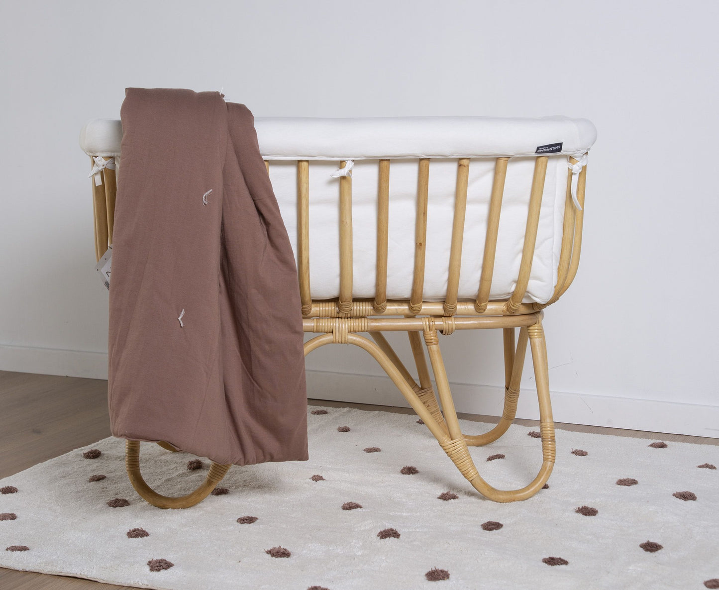 Rattan Cradle 80x40 + Mattress + Cover Off White by Childhome