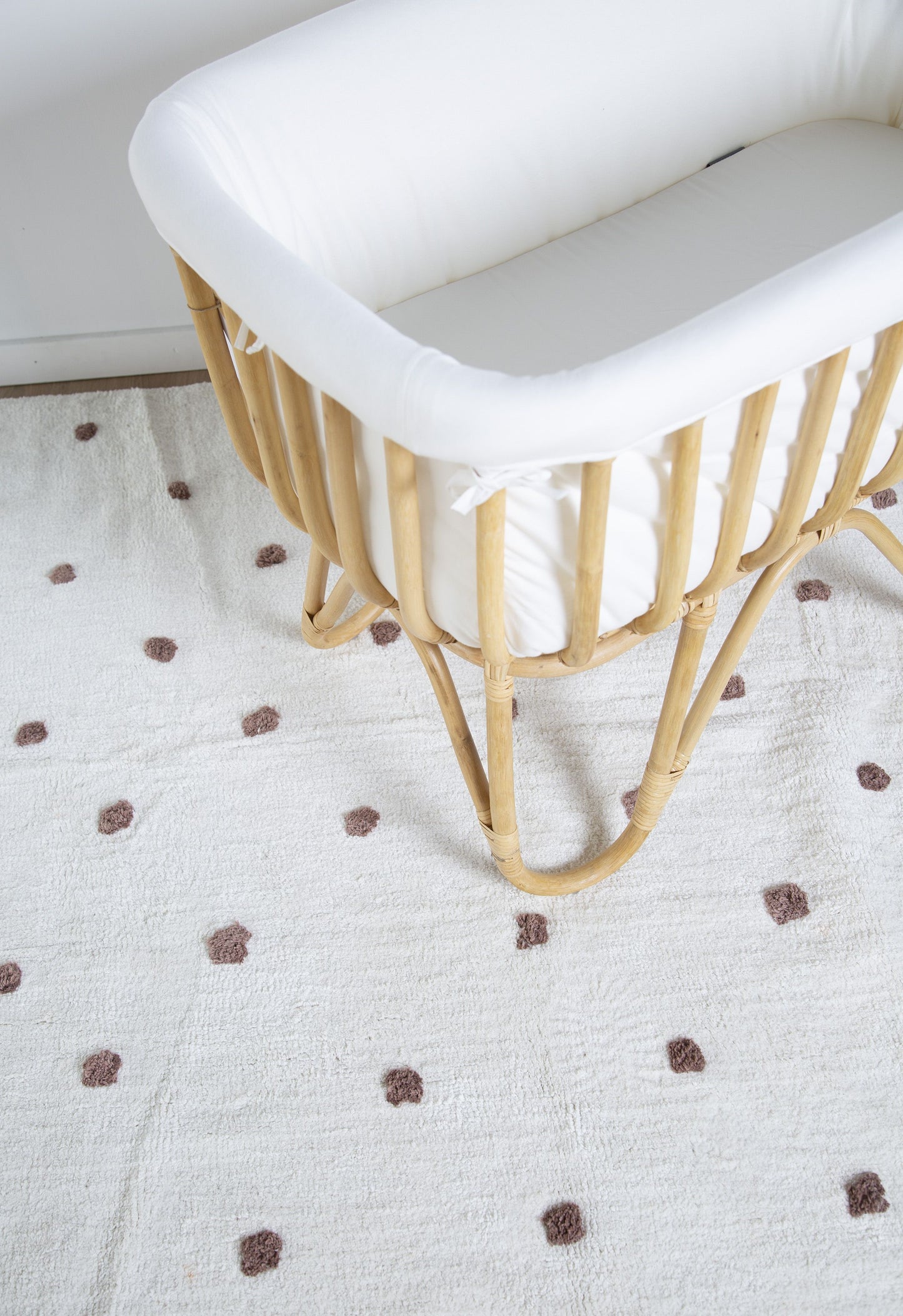 Rattan Cradle 80x40 + Mattress + Cover Off White by Childhome