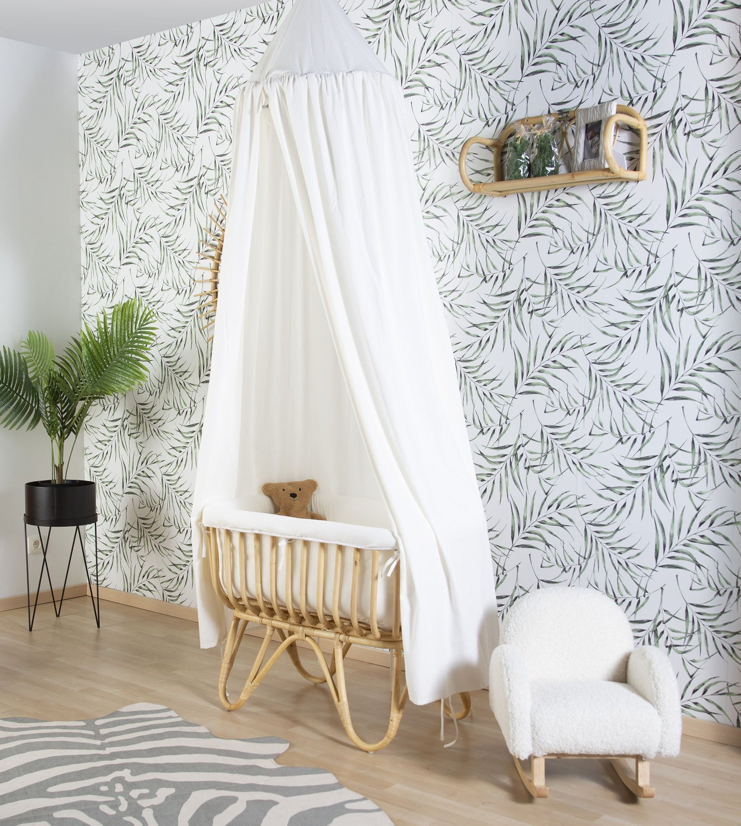 Rattan Cradle 80x40 + Mattress + Cover Off White by Childhome