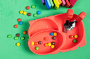 Kids Hippo plate with cutlery set Red by Amini