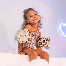 Load image into Gallery viewer, Beige Leopard  inflatable Armbands 2-6 years By Swim Essentials
