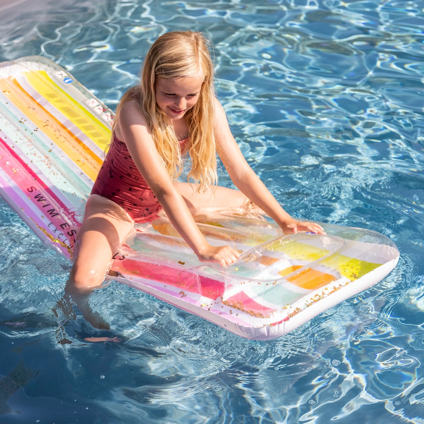Rainbow with Glitter Lie-on Luxe Version - By Swim Essentials