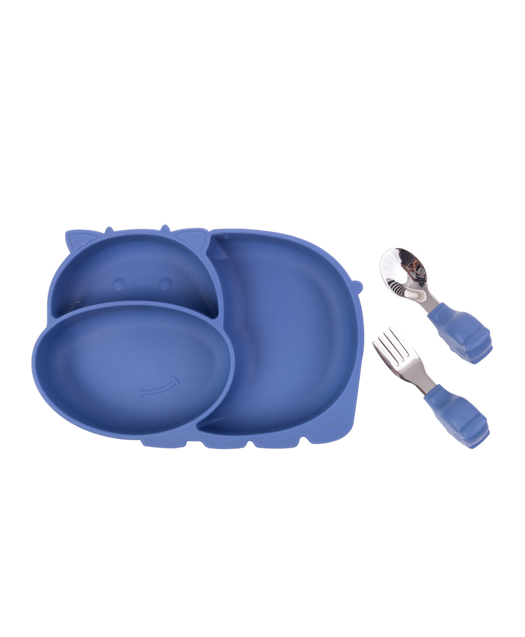 Kids Hippo plate with cutlery set Blue by Amini