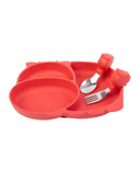 Kids Hippo plate with cutlery set Red by Amini