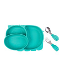 Kids Hippo plate with cutlery set Green by Amini